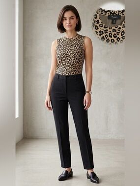Theory Leopard Print Sleeveless Crewneck Top - Size S